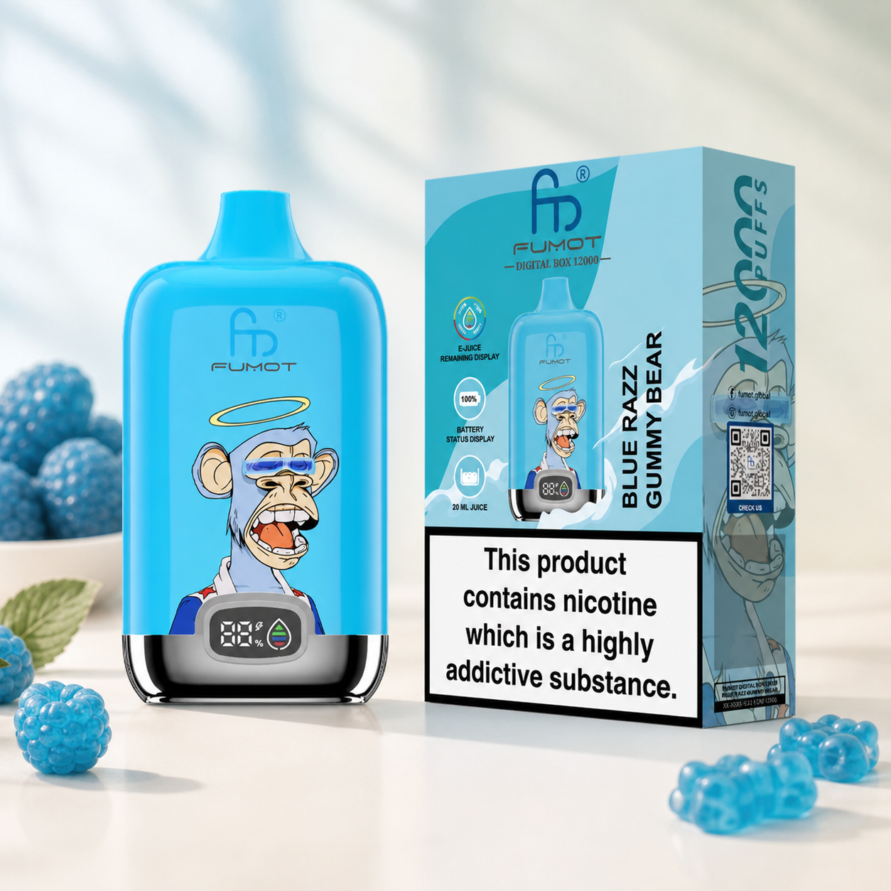 RandM Tornado 12000 Blue Razz Gummy Bear – Verpackung