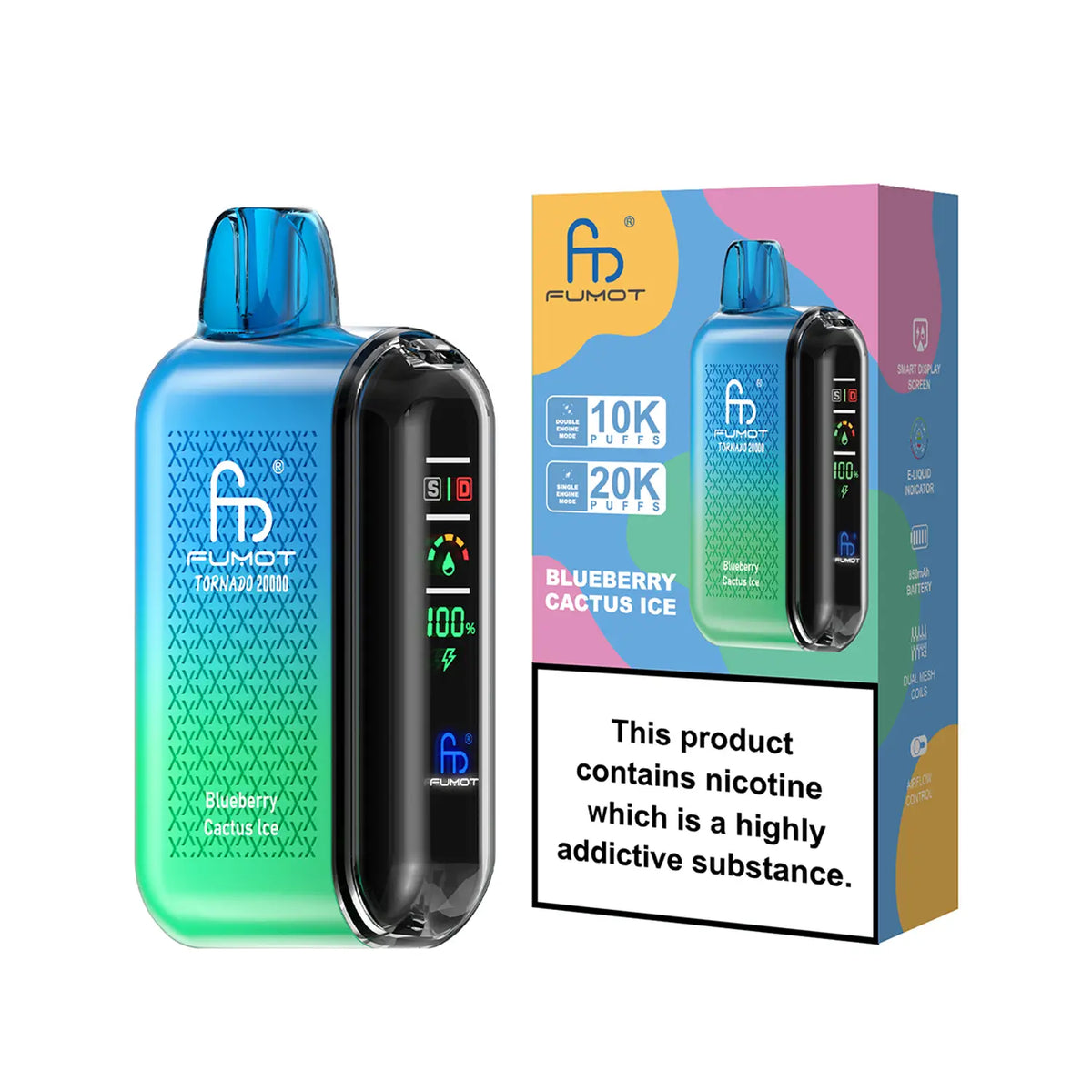Fumot Tornado Vape 20000 – Fumot Tornado Vape 20000 - Blueberry Cactus Ice