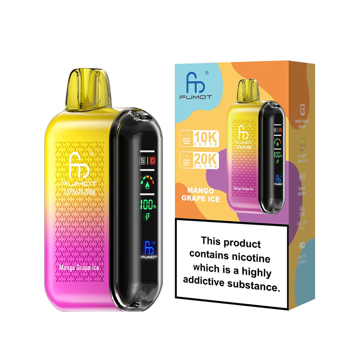 Fumot Tornado Vape 20000 – Fumot Tornado Vape 20000 - Mango Grape Ice