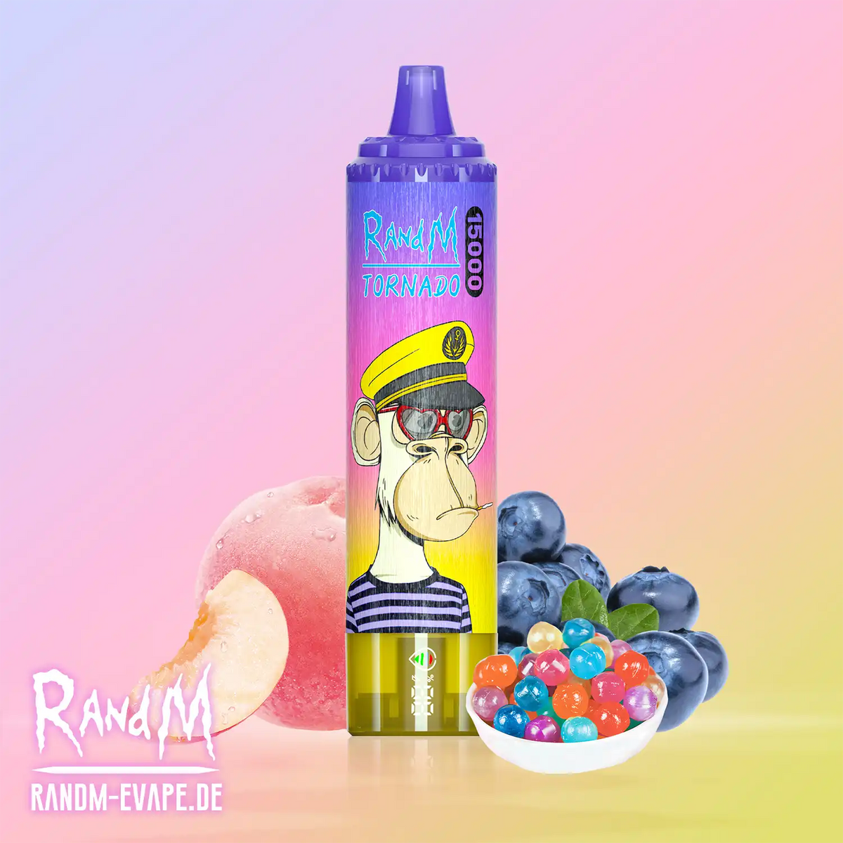RandM Tornado Vape 15000 – Tornado Vape 15000 - Peach Blueberry Candy